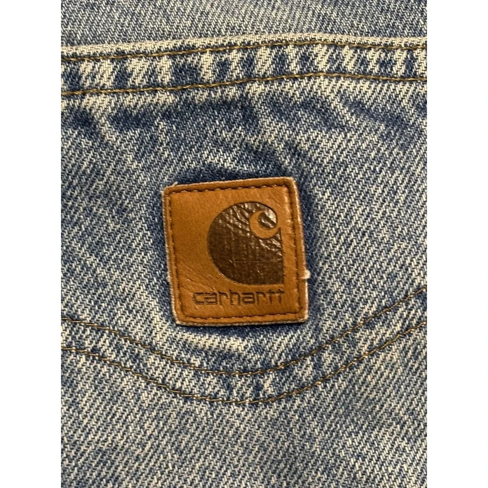 Carhartt Men 37x30 Light Wash Blue Denim Work Jeans Faded Distressed (No Tag)